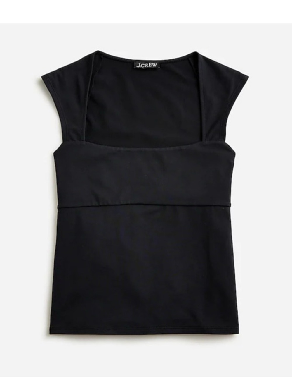J.Crew black cap sleeve top square neck cotton blend basics short sleeve